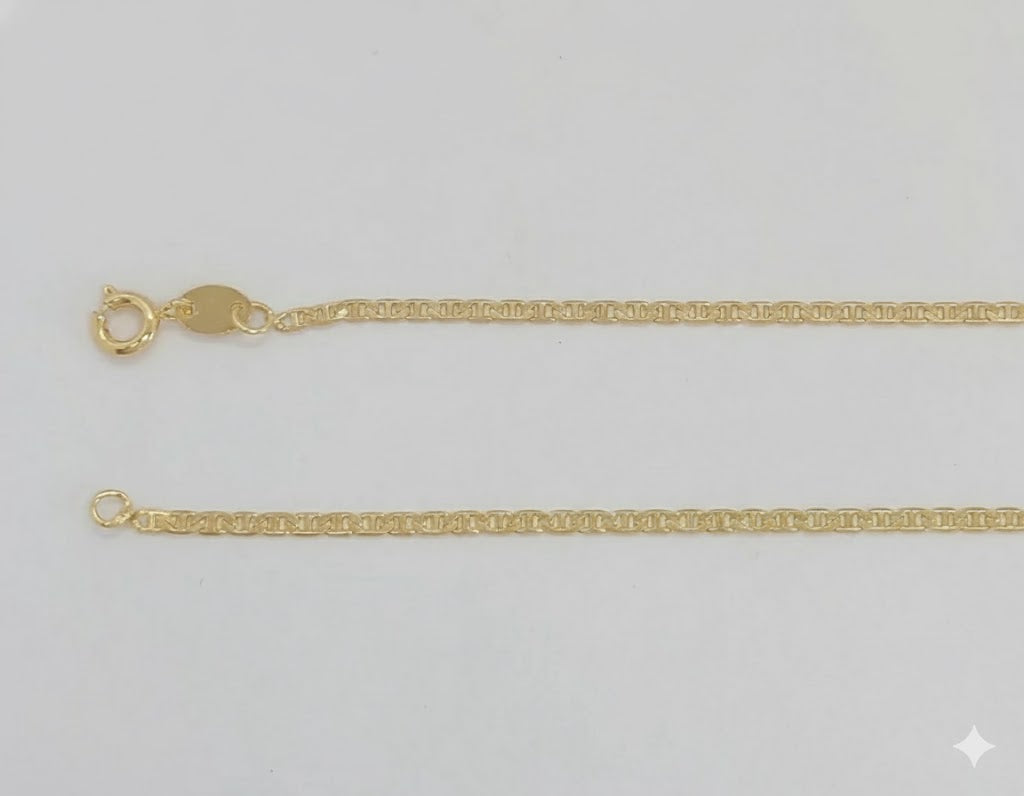 (1-1896) Cadena de eslabones marineros planos de 2 mm laminada en oro - BGF