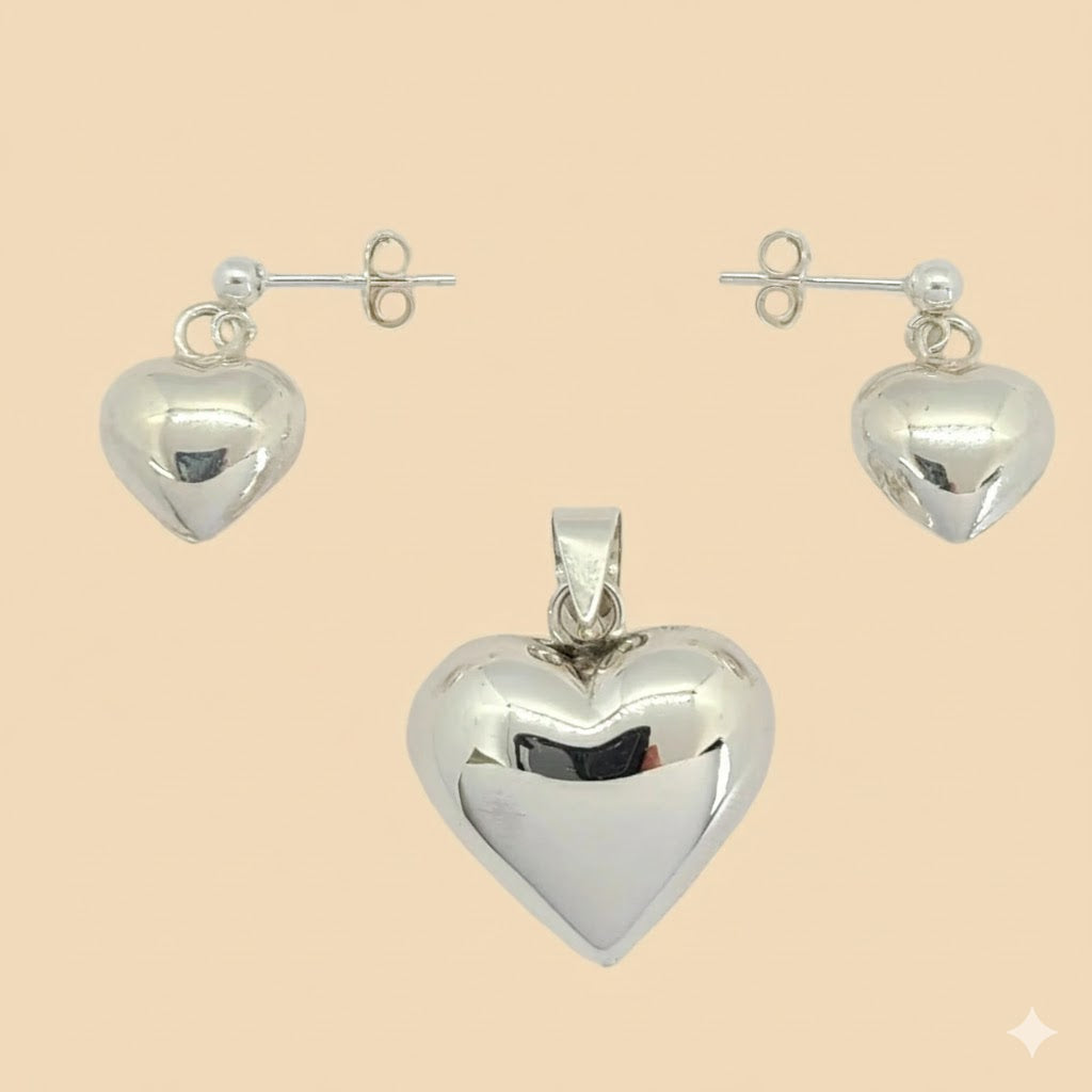 (2-6708-1) Plata de Ley 925 - Conjunto Corazón.