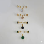 (4-9046) Juego de pendientes de acero inoxidable y circonita.