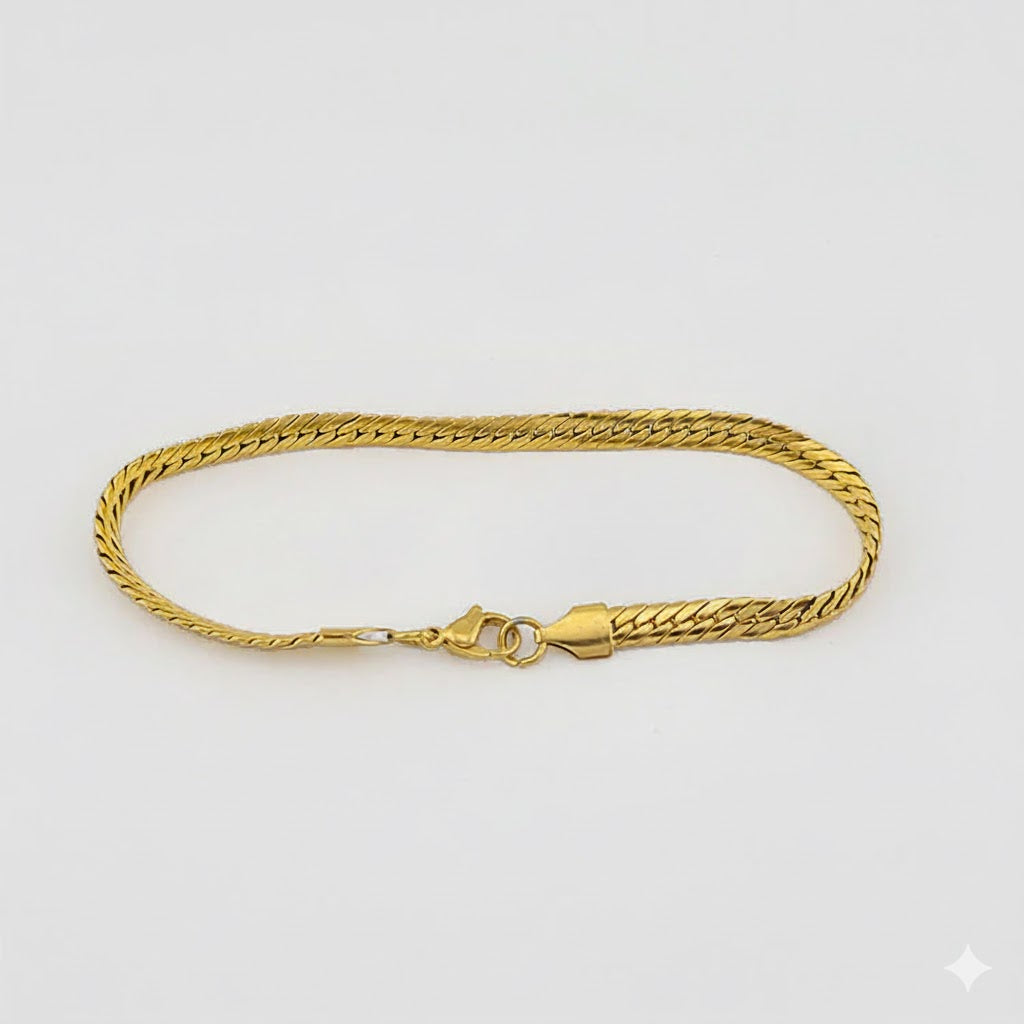 (4-4040) Pulsera de eslabones planos de acero inoxidable de 5 mm y 8,5"