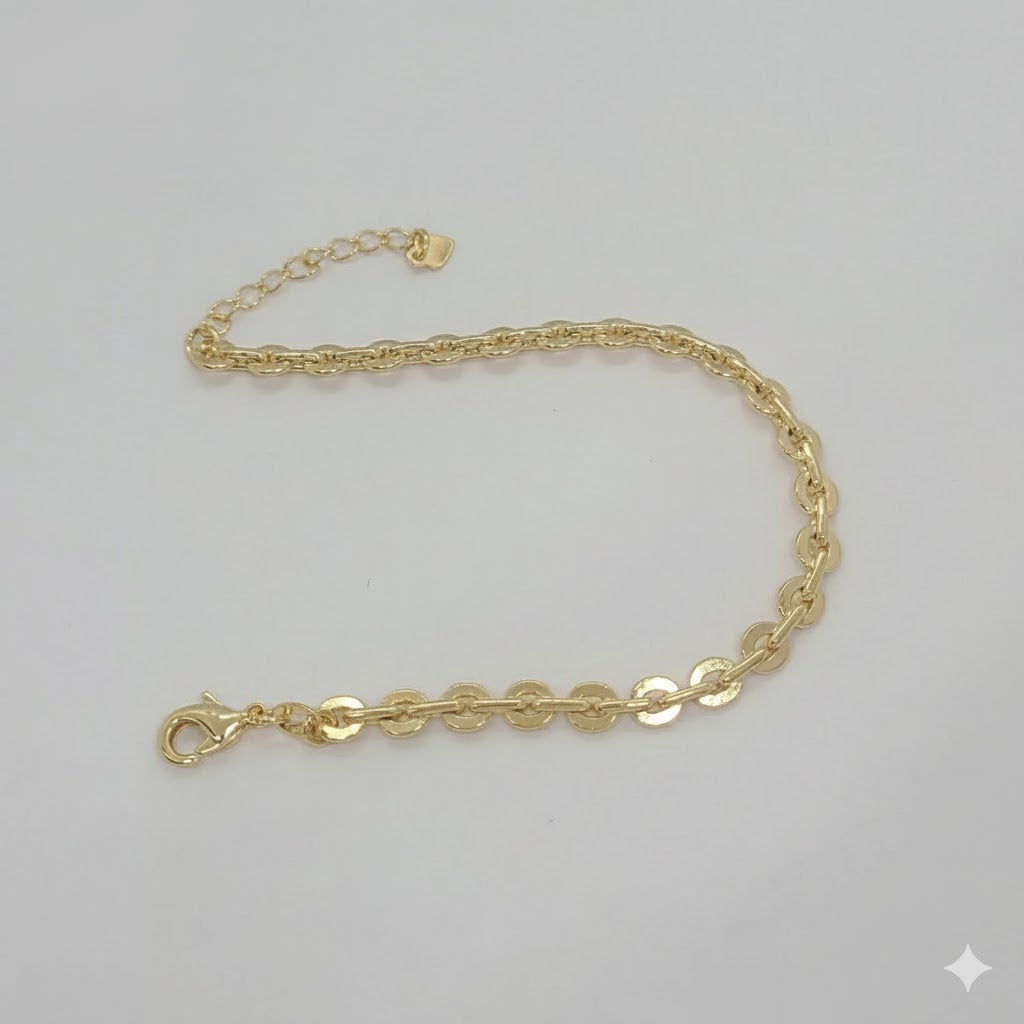 (1-0494-1) Pulsera de eslabones circulares de 5,5 mm laminados en oro - BGF