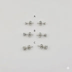 (4-2189) Stainless Steel - Round Zircon Stud Earrings.