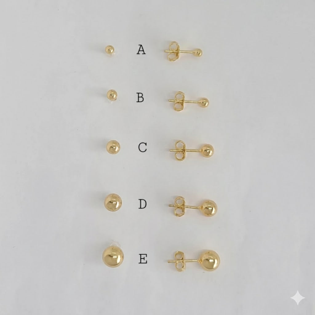 (1-1063) Laminado de Oro - Pendientes de Bola Clásica - BGF