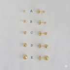 (1-1063) Laminado de Oro - Pendientes de Bola Clásica - BGF