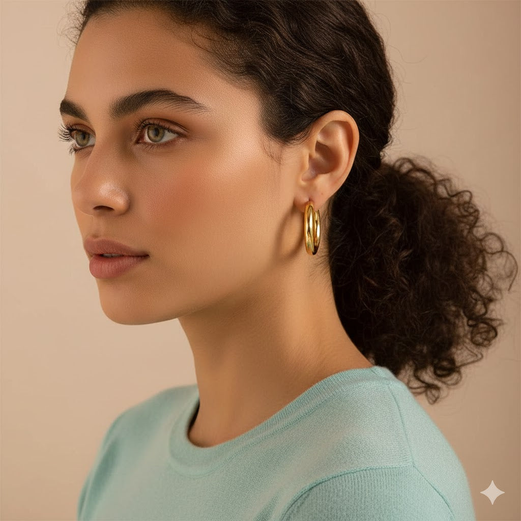 12 Pairs Chunky Gold Hoop Earrings for Women Trendy, Gold Plated Lightweight Hypoallergenic Stack, Thick Open Twisted Huggie Hoops Earring Set