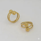 (4-0042) Stainless Steel - Double Band Balls Ring.