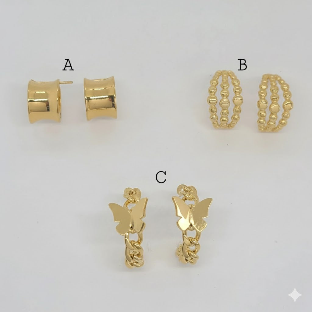 (4-2108) Stainless Steel - Chunky Half Hoops.