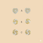 (2-3134-2) Pendientes de botón en plata de ley 925 - Dos tonos.