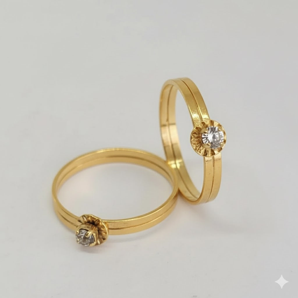 (1-3001-2) Anillo doble de circonitas laminadas en oro - BGO