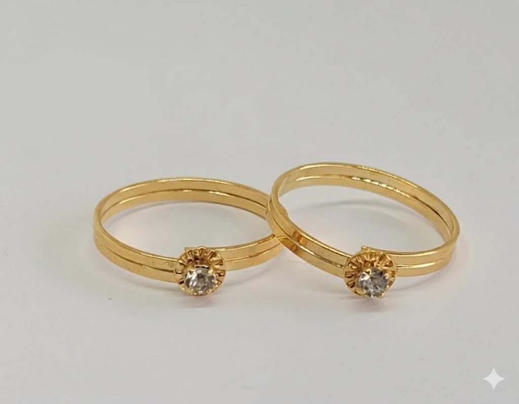 (1-3001-2) Anillo doble de circonitas laminadas en oro - BGO