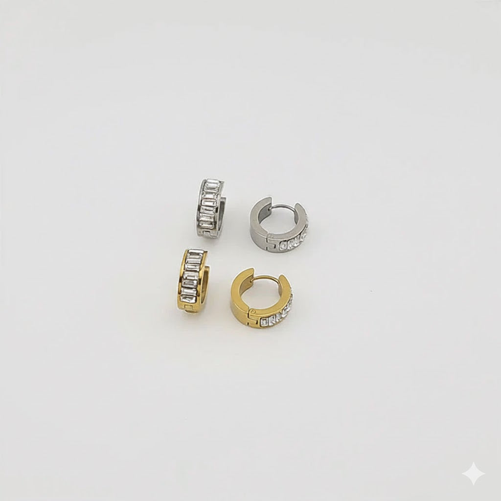 (4-2141) Stainless Steel - Zircon Hoops.