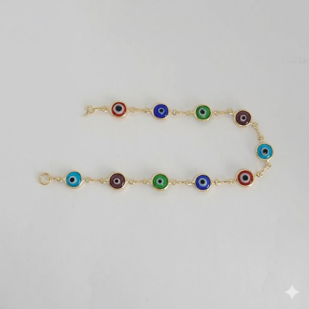 (1-0680) Laminado de oro - Pulsera de ojo malvado de 7 mm - 7,5" - BGF