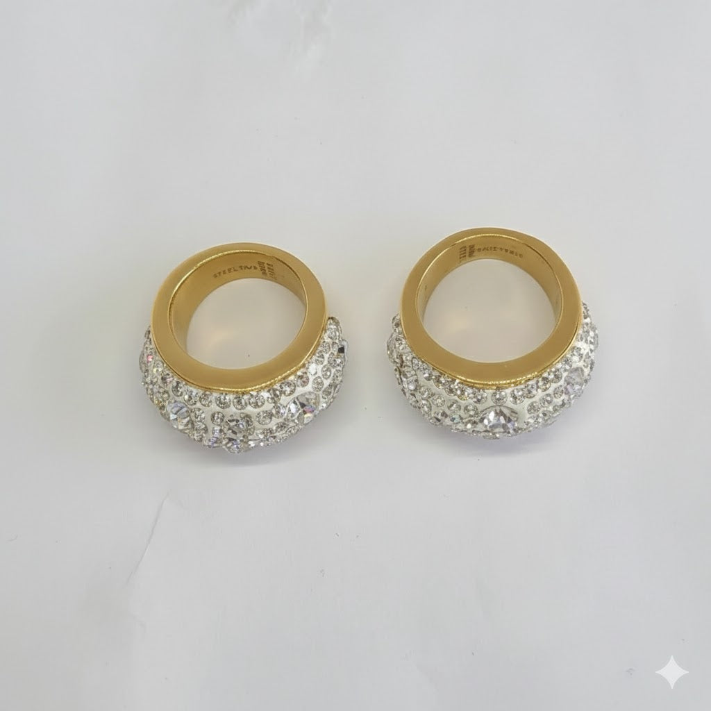 (4-0089) Stainless Steel - Zircon Chunky Ring.