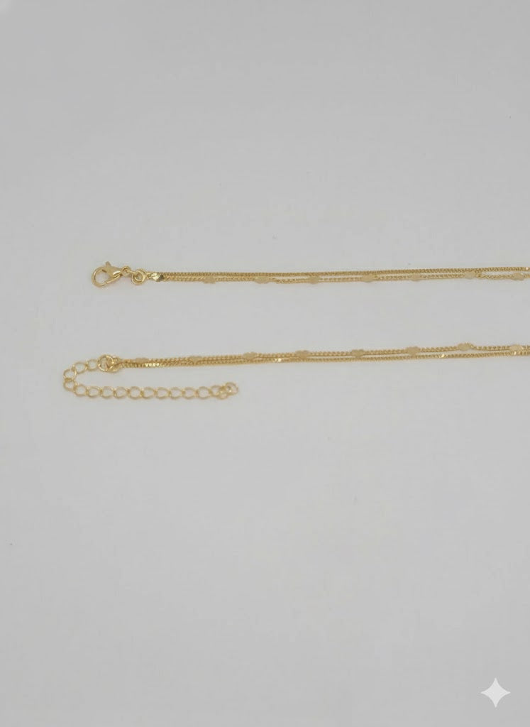 (1-6453) Collar de capas de corazón laminado en oro - BGF