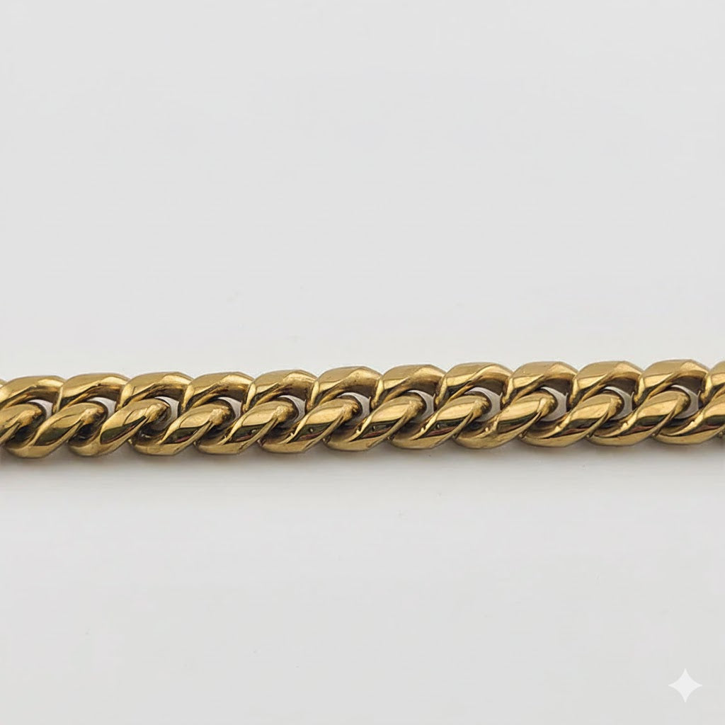 (4-4033) Pulsera de eslabones curvos de acero inoxidable de 10 mm para hombre.