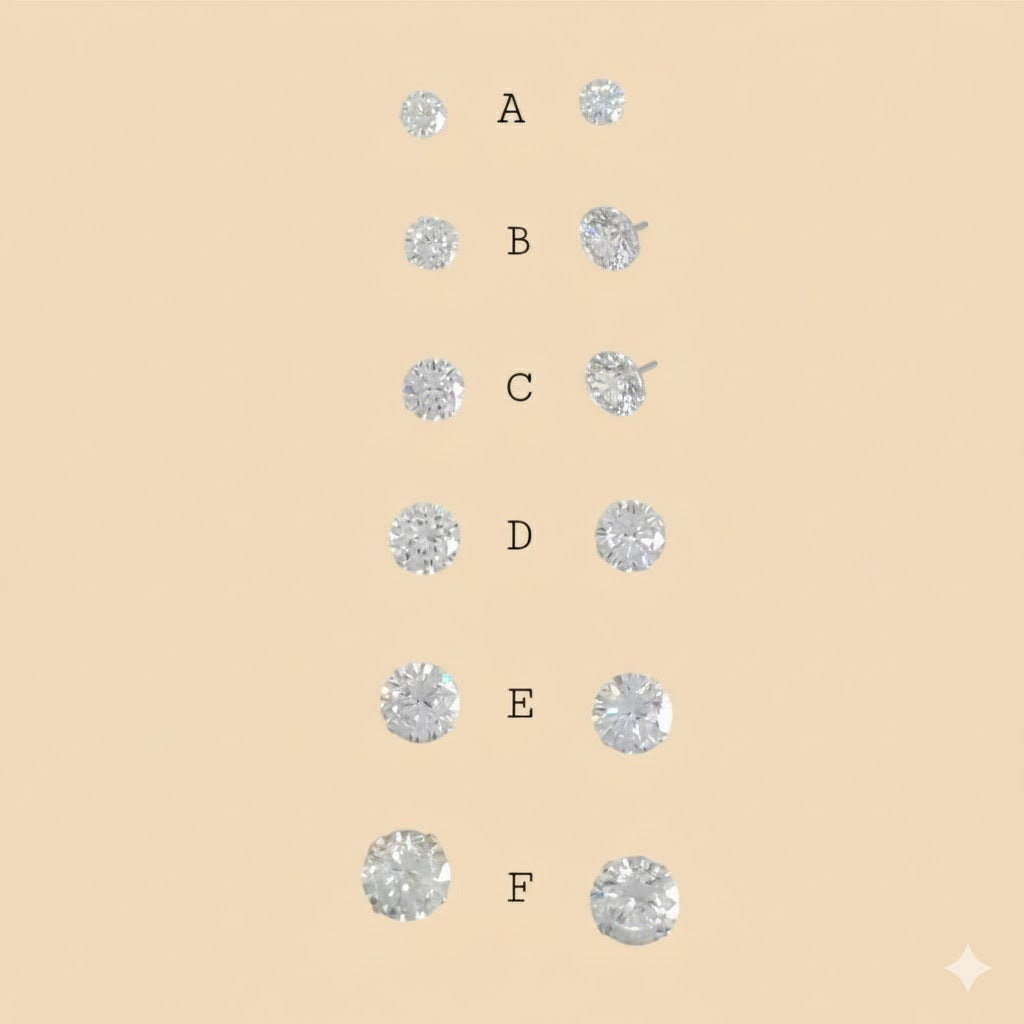 (2-3005) 925 Sterling Silver - Round Zircon Stud Earrings.