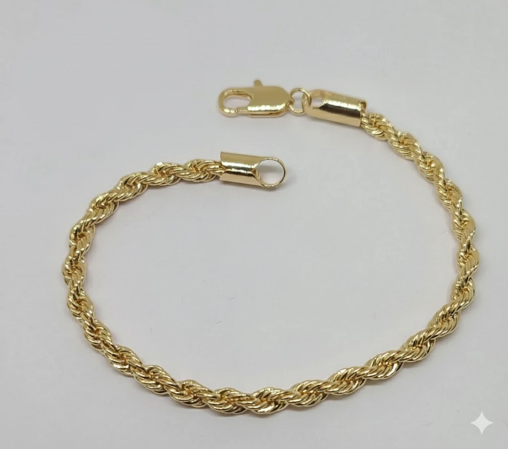 (1-0445) Pulsera de cuerda de 4 mm laminada en oro - BGF