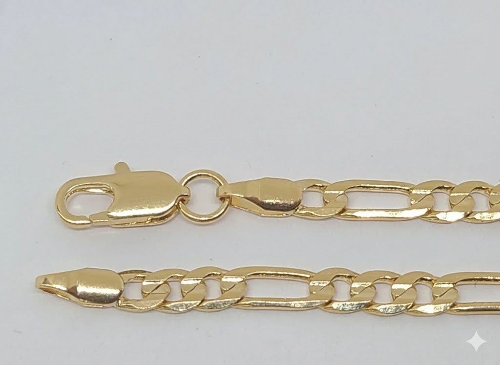 (1-0402-1) Laminado de oro - Pulsera Figaro de 4 mm - BGF