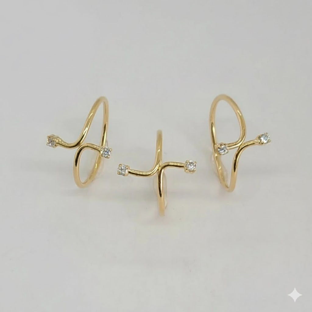 (1-3069-1) Gold Laminate - Zircon Adjustable Ring - BGF