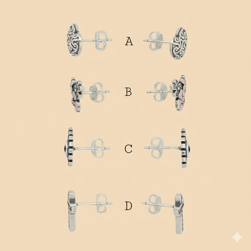 (2-3126) 925 Sterling Silver - Stud Earrings.