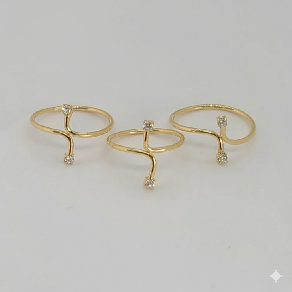 (1-3069-1) Gold Laminate - Zircon Adjustable Ring - BGF