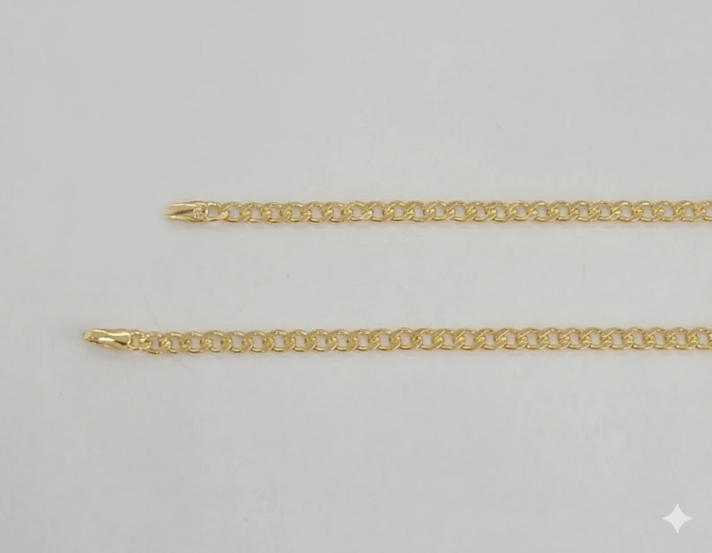 (1-1775) Cadena de eslabones curvos de 3 mm laminada en oro - BGF