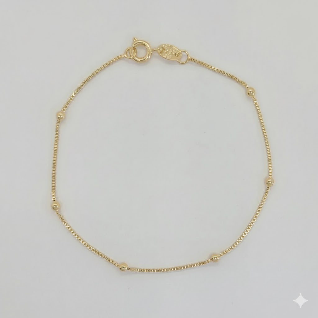 (1-0703) Pulsera de bolas satélite de 1 mm laminadas en oro - BGF