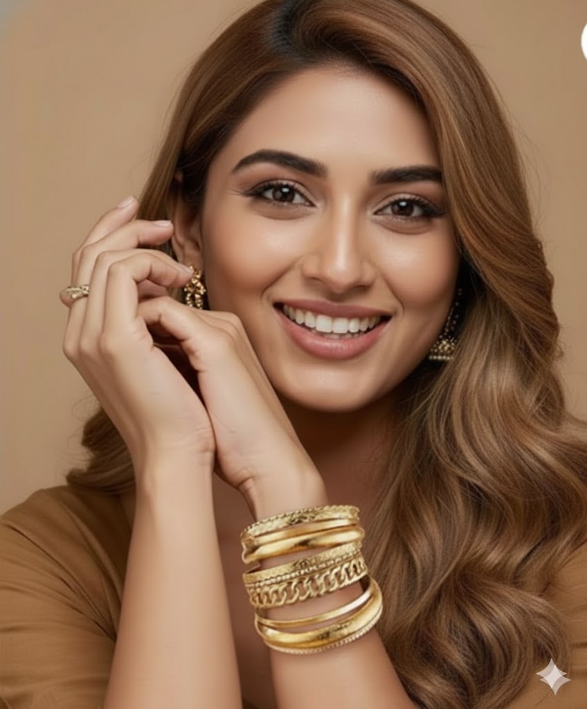 Gold Bangle Bracelets for Women, Bangles Stackable Set, Multi Layer Textured 14K Gold Plated Chunky Bracelets Boho Jewelrys Set