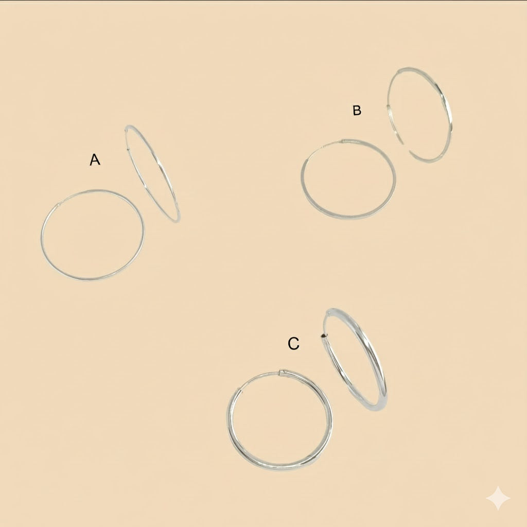 (2-4001) 925 Sterling Silver - Plain Round Huggies.