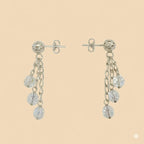 (2-3142) 925 Sterling Silver - Long Stone Earrings.