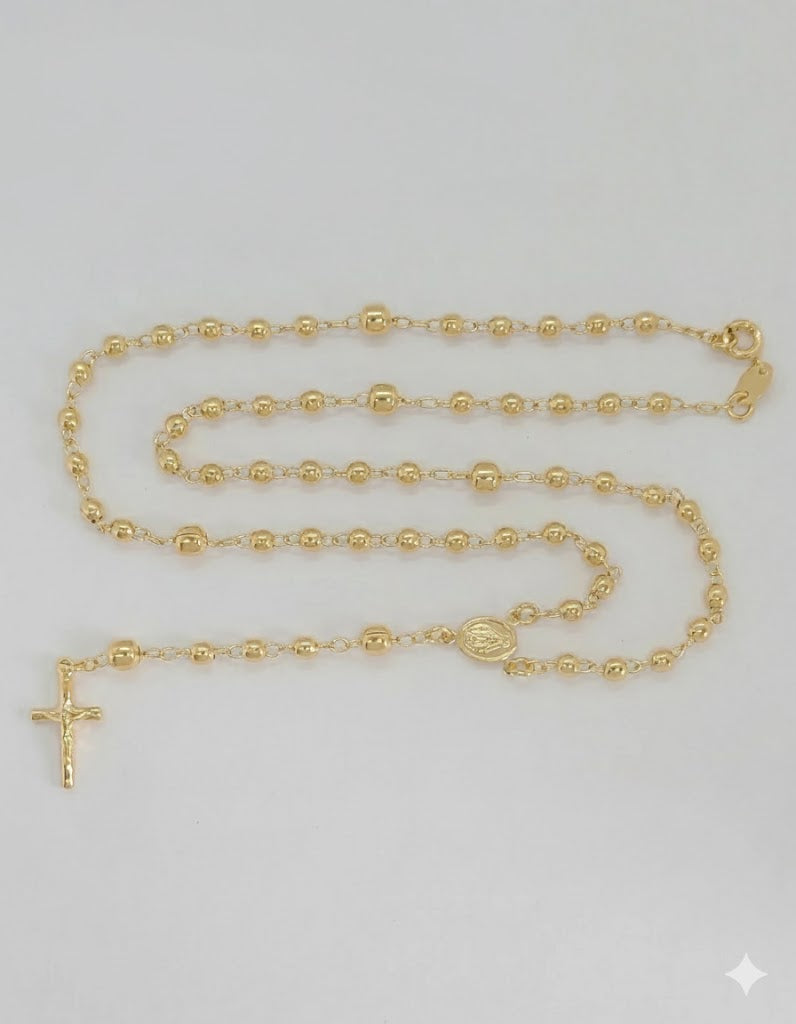 (1-3324-1) Gold Laminate - 3mm Miraculous Virgin Rosary Necklace - 18" - BGF.