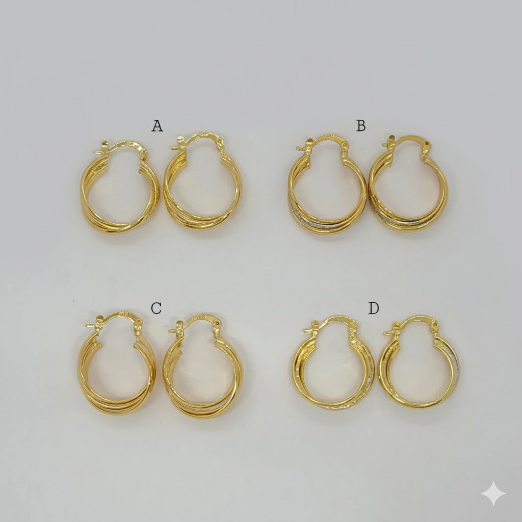 (1-2687) Gold Laminate - Triple Hoops - BGO