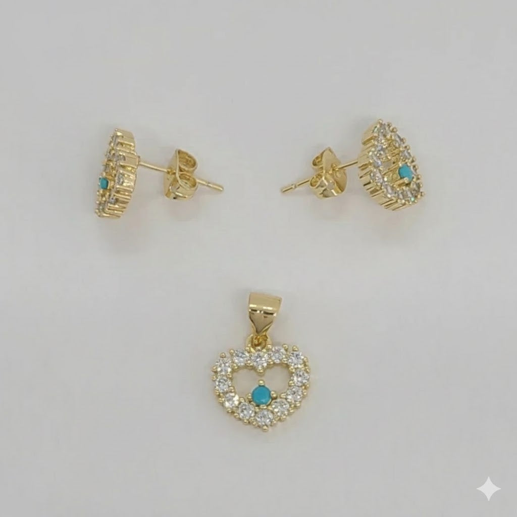 (1-6411) Laminado de oro - Conjunto de corazón de circón - BGF