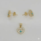 (1-6411) Laminado de oro - Conjunto de corazón de circón - BGF