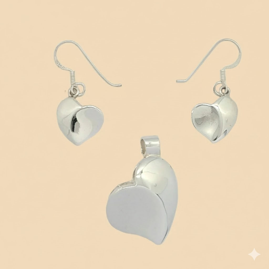 (2-6550) Plata de Ley 925 – Conjunto Corazón.
