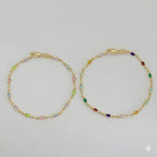 (1-0644-1) Pulsera de óvalos multicolores de 3 mm laminados en oro