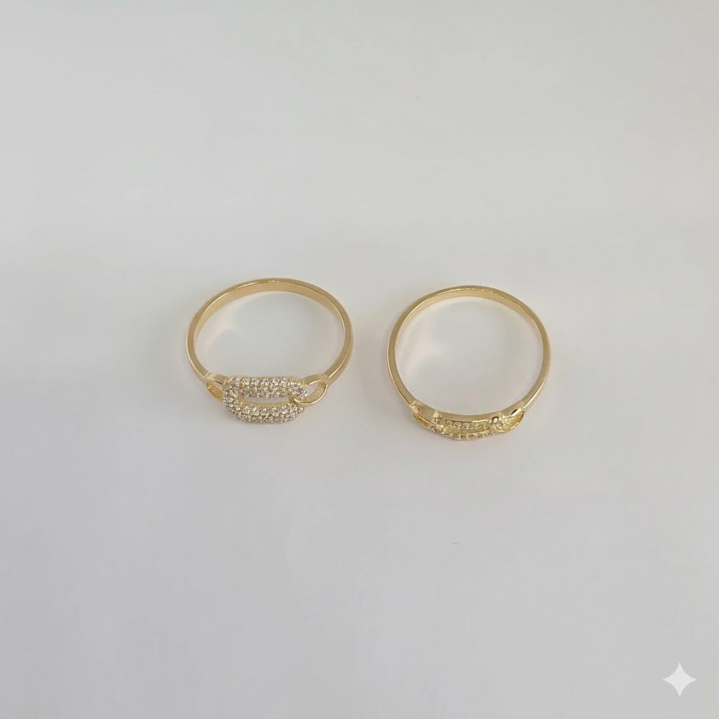 (1-3005-1) Anillo de circonitas laminadas en oro - BGF