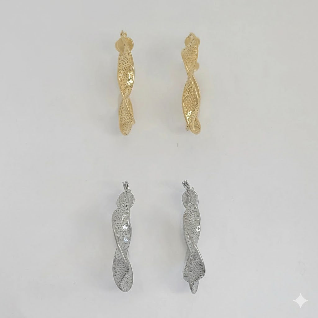 (4-2212) Stainless Steel - Twisted Hoops.