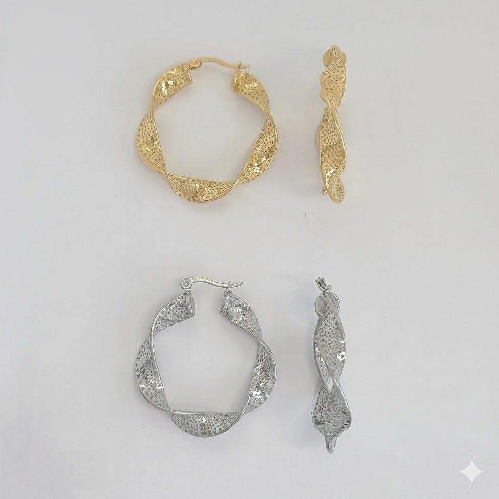 (4-2212) Stainless Steel - Twisted Hoops.