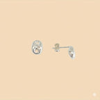 (2-3235) 925 Sterling Silver - Puff Mariner Stud Earrings.