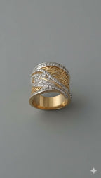 (1-3133) Anillo de circonitas cruzadas laminadas en oro - BGO