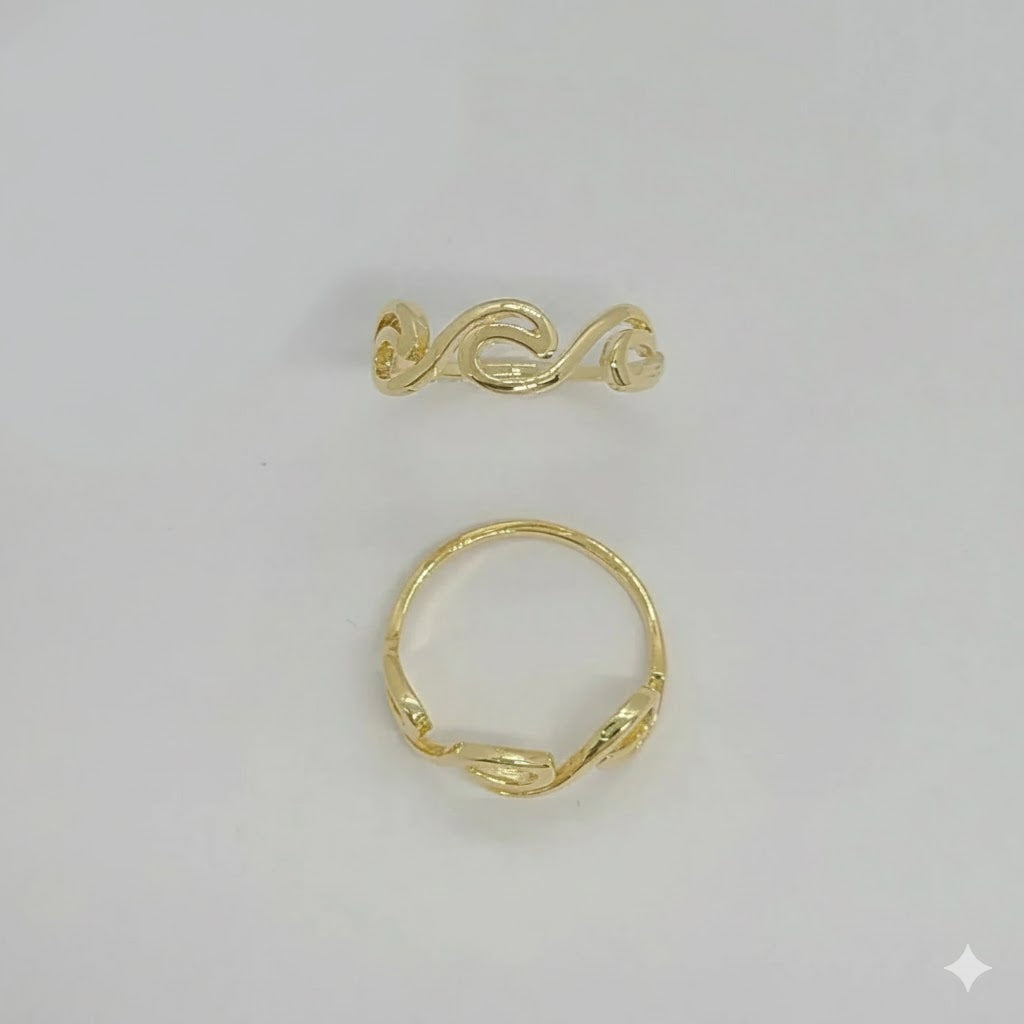 (1-3031-3) Anillo de ondas laminado en oro - BGF