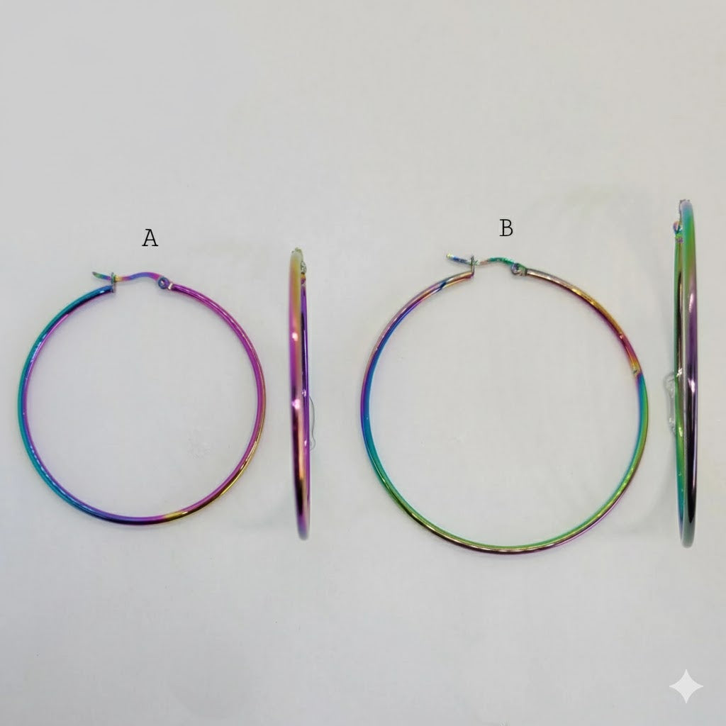 (4-2218) Stainless Steel - Rainbow Anodized Hoops
