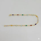 (1-0644-1) Pulsera de óvalos multicolores de 3 mm laminados en oro