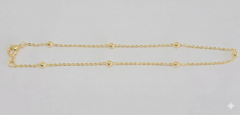 (1-0059) Gold Laminate - 1.5mm Satellite Link Anklet - 10" - BGF