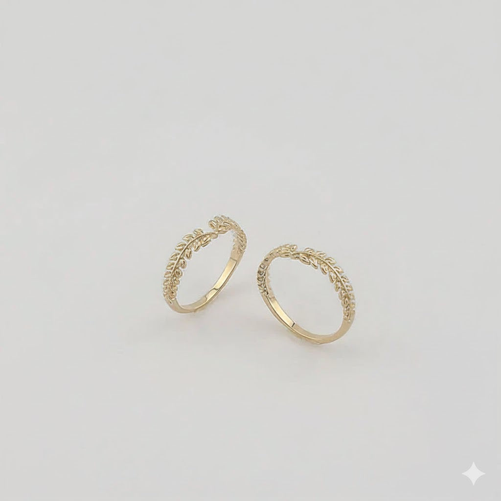 (1-3009-2) Anillo de corona de laurel laminado en oro - BGF