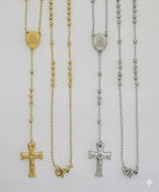 (4-6002) Collar Rosario Virgen María de Acero Inoxidable - 3mm - 20".
