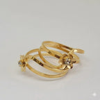 (1-3003-1) Anillo de flor de circón laminado en oro - BGO