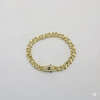 (1-0853) Pulsera de eslabones curvos de circonita de 6,5 mm y laminado dorado de 8" - BGO