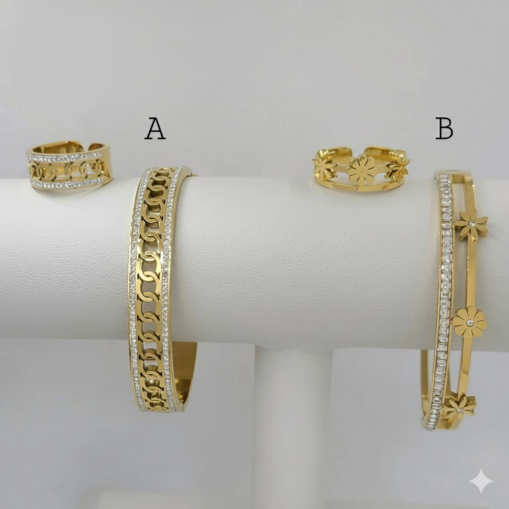 (MBRA-26) Stainless Steel - Bangle with Ring.